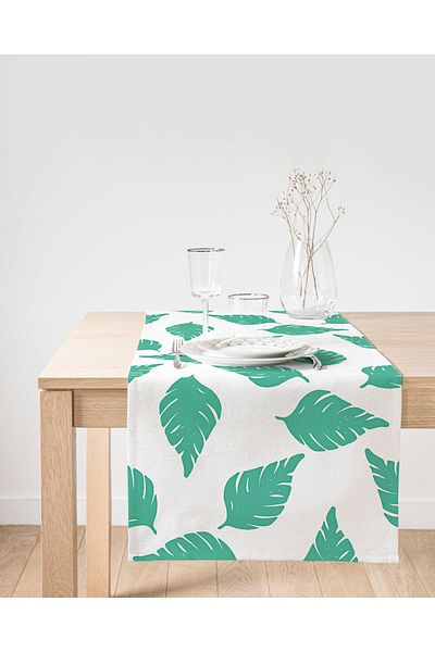 Realhomes Aleer decorativ din piele intoarsa cu tematica alba, verde menta