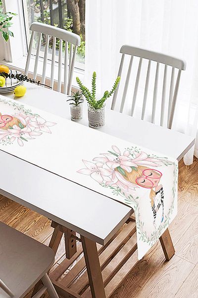 Realhomes White Fashion Girl Digital Printed Modern Suede Runner