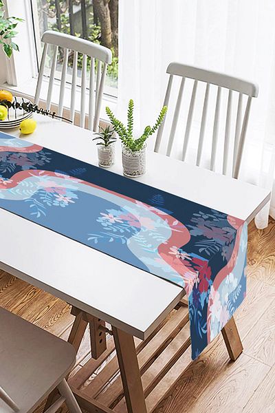 Realhomes Alergăr ondulat din piele intoarsa cu design floral modern