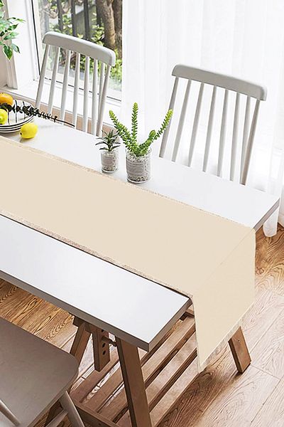 Realhomes Κρεμ Χρώμα Special Design Digital Printed Suede Runner