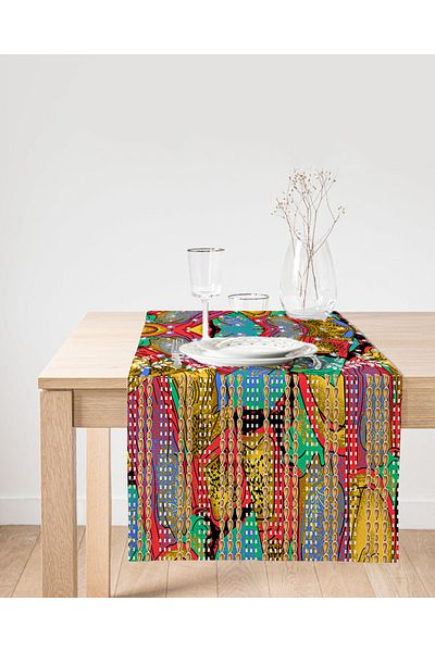 Realhomes Multi Colar Digital Printed Modern Suede Runner