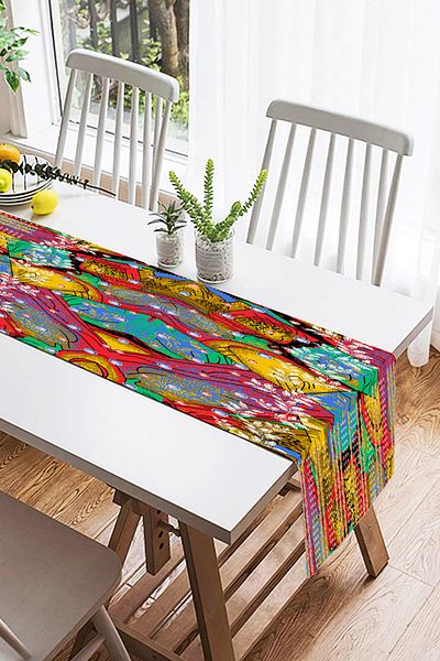 Realhomes Multi Colar Digital Printed Modern Suede Runner