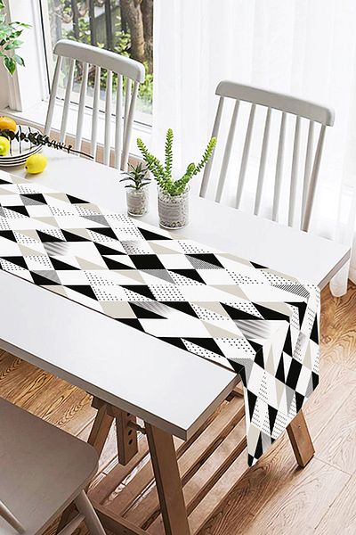Realhomes Alergăr decorativ din piele intoarsa cu design special, cu motiv diamant