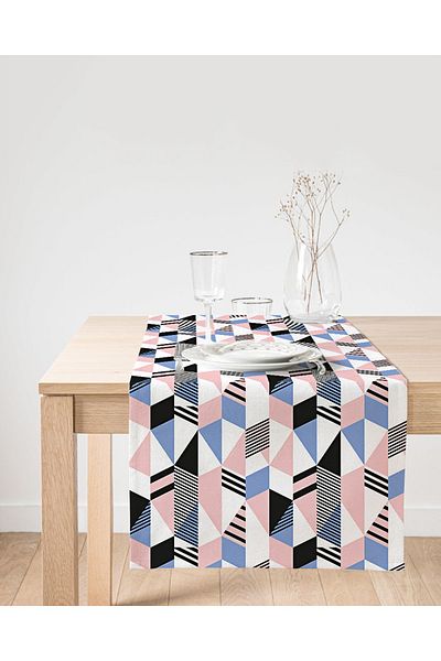 Realhomes Alergăr modern din piele intoarsa imprimat digital cu model geometric