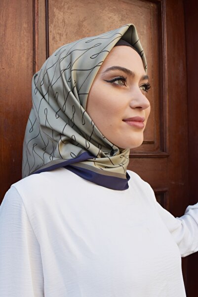 Ma'Polien Basic Kreasyon Twill Eşarp Açık Haki-lacivert