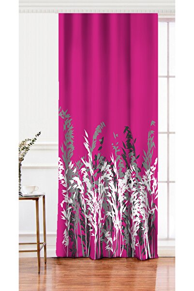 Realhomes Perdeau de fundal imprimat digital cu motiv de flori albe și gri pe...