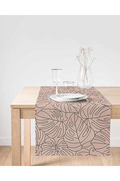 Realhomes Ψηφιακό τυπωμένο σχέδιο Suede Runner με μοτίβο φύλλων με πολύχρωμο φόντο