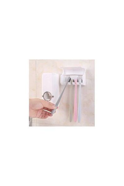 CMT Automatic Toothpaste Squeezer And 5pcs Toothbrush Hanging Apparatus