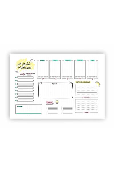 Hsn دفتر ملاحظات أسبوعي مخطط مع غراء 62 صفحة مقاس A4