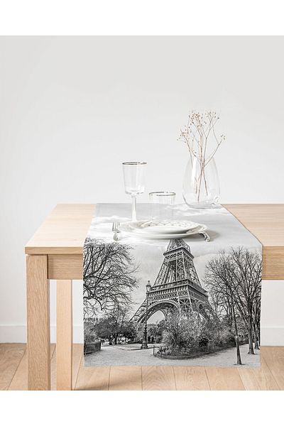 Realhomes Eiffel Tower Digital Printed Διακοσμητικό Suede Runner