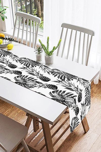 Realhomes Alergăr decorativ din piele de căprioară cu ananas și frunze de palmier