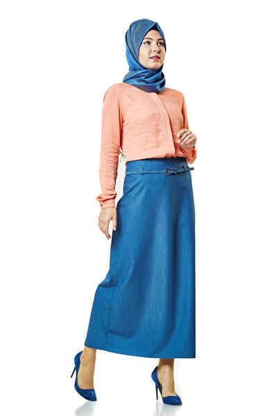 SORALLİNE Fusta creion albastră pentru femei 90 cm