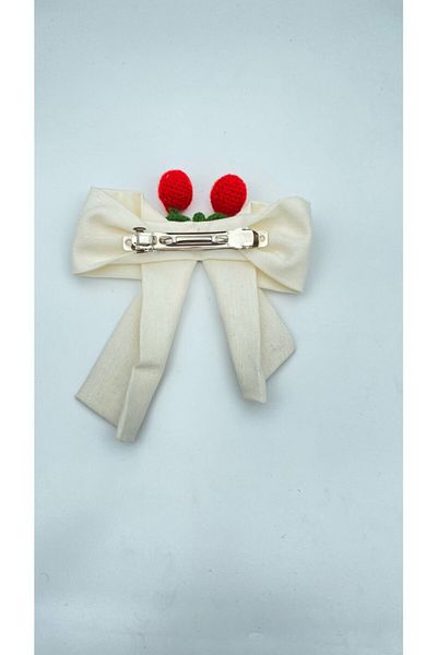 White Alamode Κρεμ λινό αγκράφα Cherry Motif
