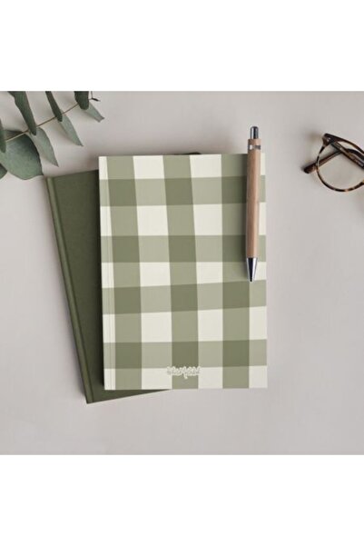 Bikutumutluluk Hediyelik - Çizgisiz Defter Serisi - N066 Haki Yeşil Oduncu Gö...