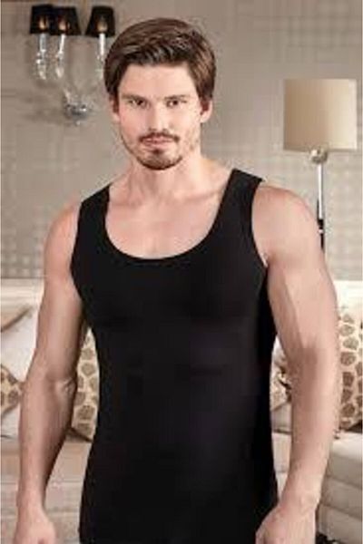 Berrak Men's 2 Pack 100% Cotton Black Undershirt