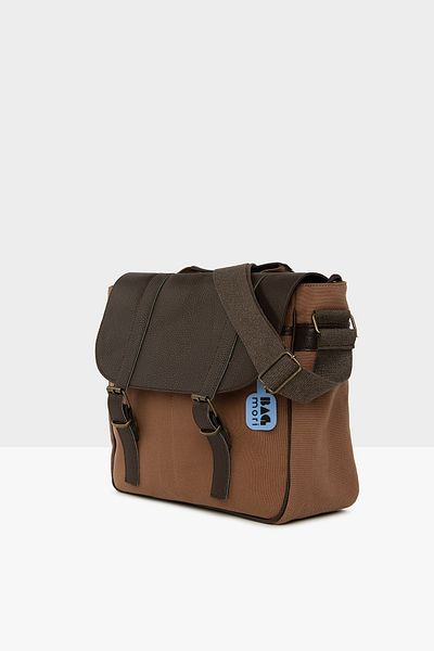 Bagmori Tan Women's Flap Double Belt Strap Nubuck Bag M000005670