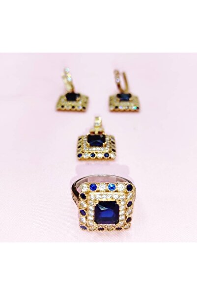 Oriental Kuyumculuk Jewellery Safir Taşlı Gümüş Otantik Set Takım