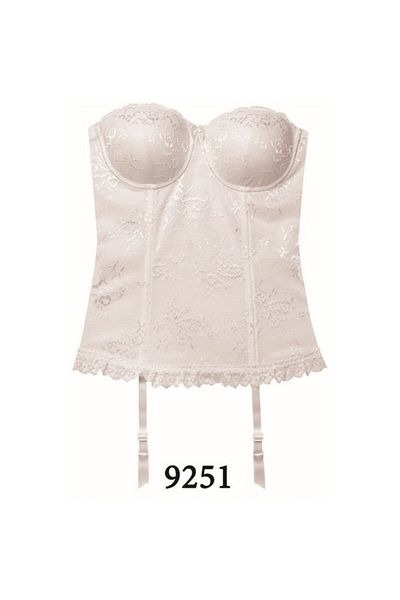 Magic Form Women's Ecru Lace Jewelled Long Bustier