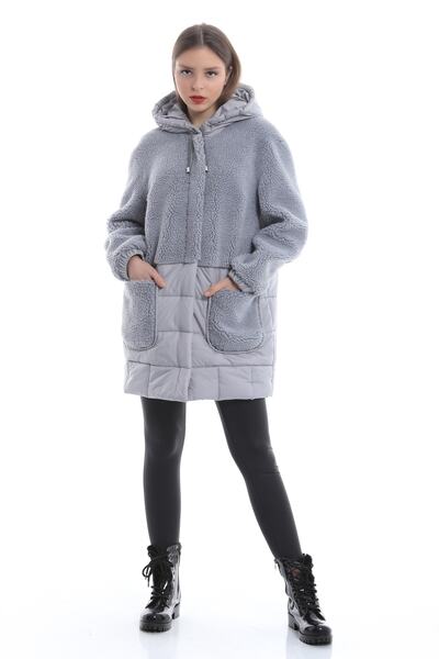 Leather Club Gri Şişme Kaban