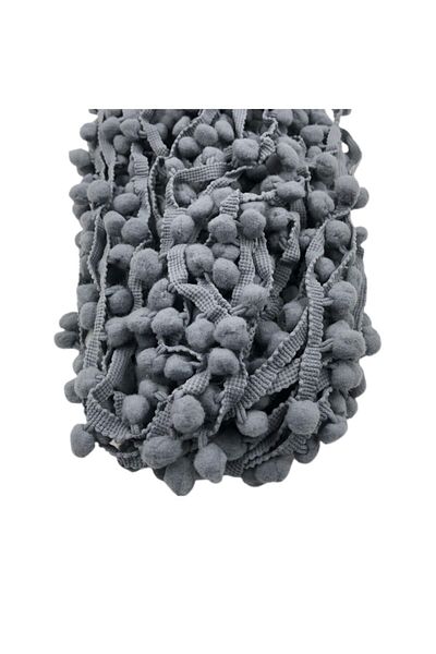 Yumuşakkeçe Gray Ribbon Pompom / 5 Meters