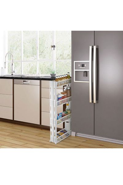 RNL04 4 Tier Wheeled Thin Shelving Unit - Rnl-Org8103-4