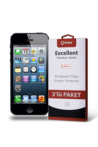 KZY İletişim Iphone 5 Se Uyumlu Şeffaf Temperli Ekran Koruyucu Kırılmaz Cam