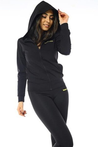 Sweet Sauna Unisex Siyah Kapüşonlu Fermuarlı Üst Ve Tayt Termal Takım