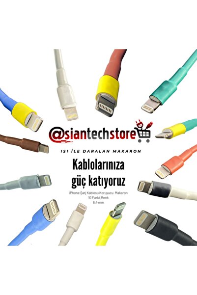 Genel Markalar Iphone Uyumlu  Sarı Şarj Kablosu Koruyucu Makaron 10 Adet 6 cm