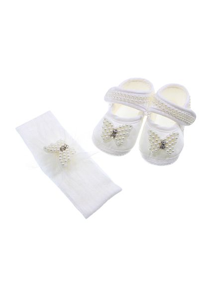 Joey Baby Booties Set, Hair Band, Booties, Butterfly Mevlüt Set of 2