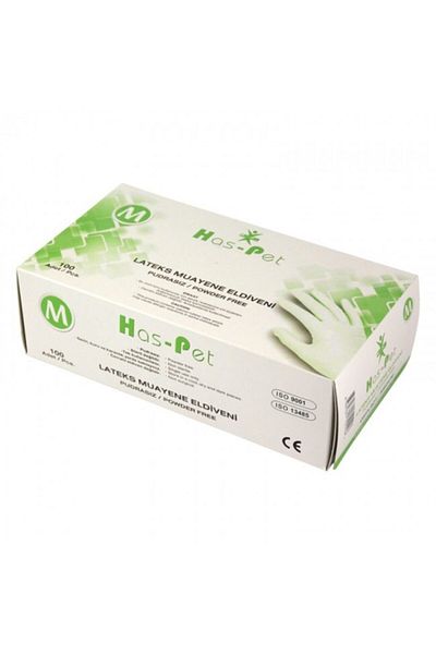 Has-Pet White Latex Powder-Free Surgical Gloves Medium 100 Pcs