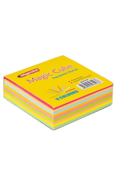 Bigpoint Adhesive Note Paper Fan Cube 225 Sheets 9 Colors Pack of 6