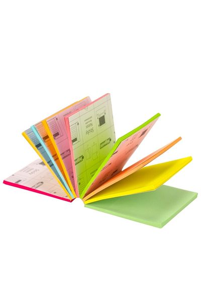 Bigpoint Adhesive Note Paper Fan Cube 225 Sheets 9 Colors Pack of 6