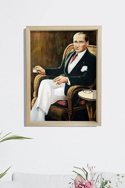 Dekor Loft Pictură Ataturk cu cadru din lemn de pin 33x44 cm