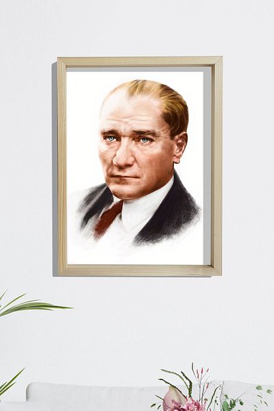 Dekor Loft Pictură Ataturk cu cadru din lemn de pin 33x44 cm