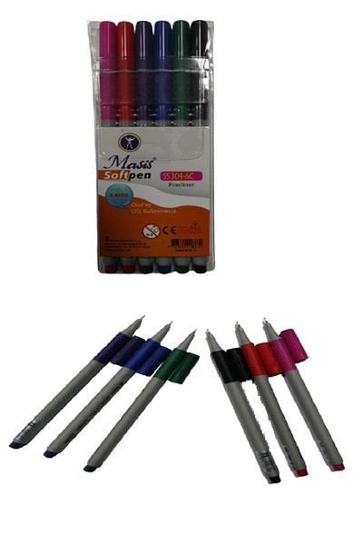 Masis Fineliner Softpen Pen 6 Colors 0.4 Mm 1 Pack