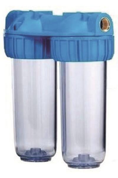 Evora 10" 3/4 Şeffaf İkili Housing Su Arıtma Cihazı Filtre Kabı