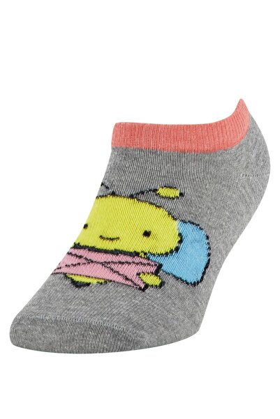 DeFacto Girl's Patterned 3-Piece Booties Socks