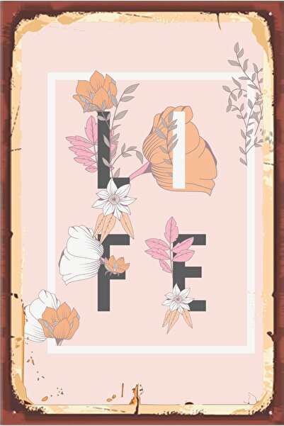 hediyeniburadabul Ξύλινη αφίσα τοίχου Hayat Retro 20x30