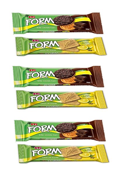 Eti Form Çikolata Kaplı Lifli Bisküvi 50 Gr X 3 Adet Limon Lifli Kepekli Bisk...