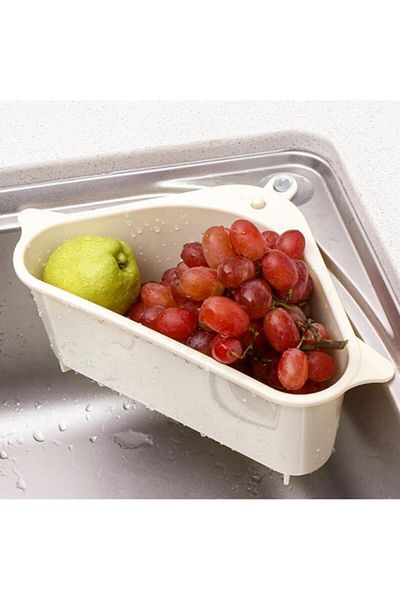 5DM Suction Cup Triangle Vegetable Fruit Sink Shelf Sink Strainer Sponge Holder