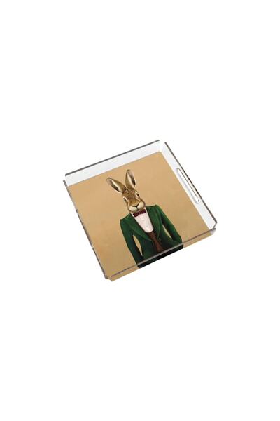 Adawall Mr.Rabbit Plexiglass Tray with Rabbit Figure -25X25Cm