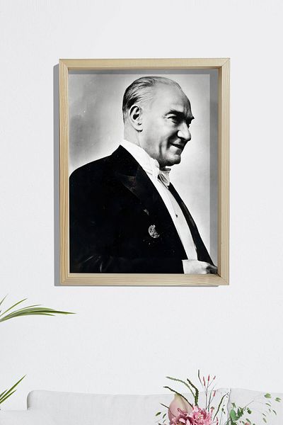 Dekor Loft Pictură Ataturk cu cadru din lemn de pin 33x44 cm