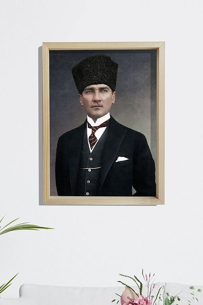 Dekor Loft Pictură Ataturk cu cadru din lemn de pin 33x44 cm