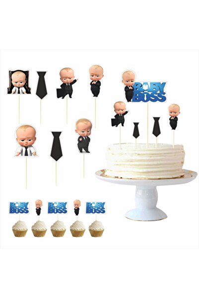 SİYAH PARTİ EVİ Patron Bebek / Baby Boss Pasta Süsü Kürdan Takımı