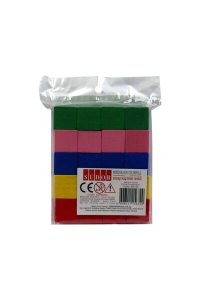 Südor Bs126 Ahşap Küp Blok 20 Li Renkli