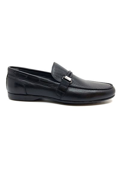 Fosco Black Genuine Leather Men's Loafer Shoes Fsc2076black