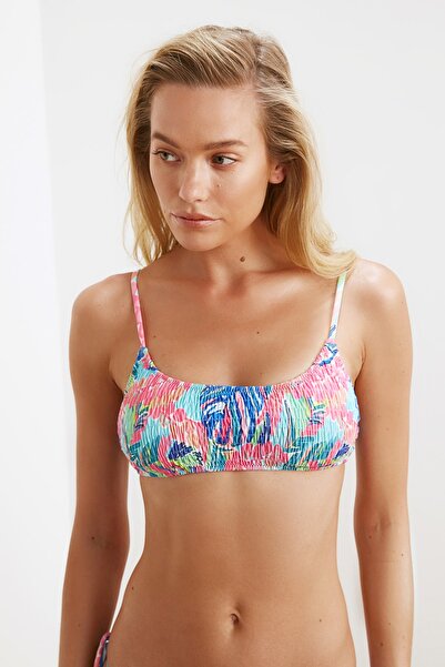 Trendyol Collection Floral Patterned Glitter Bikini Top TBESS21BU0283