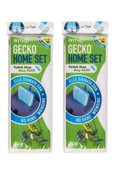 Ermop Gecko Home Set Temizlik Seti Yedek Mikrofiber Mop 2 Paket 2'li Toplamda 4 Adet Yedek Mop