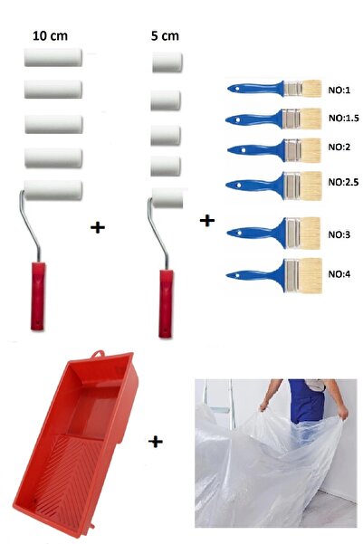 FırsatYapıMarket Sünger Rulo Kestirme Fırça Boya Set 18 Parça