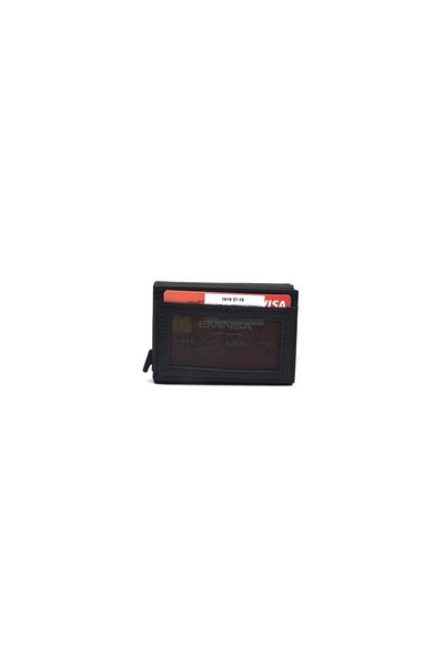 Eminsa Navy Blue Genuine Leather Mechanismed Card Holder Wallet